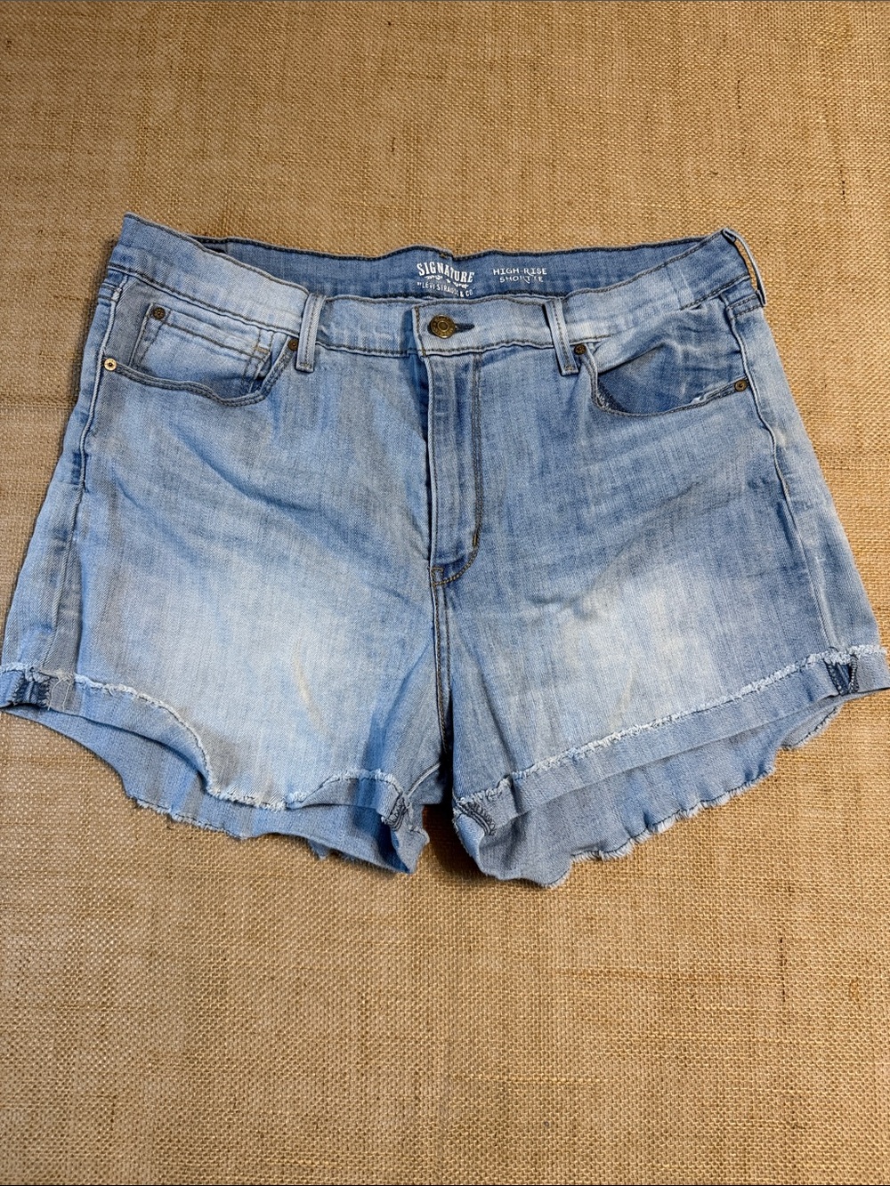 Signature Light Blue High-Rise Denim Shorts - Women